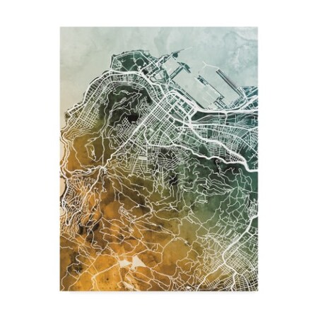 Trademark Fine Art Michael Tompsett 'Cape Town South Africa City Street Map Teal Orange' Canvas Art, 35x47 MT02316-C3547GG